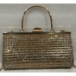 Prezzo Gold and silver bling evening bag / clutch with handle and chain NWT